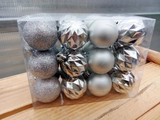 Vánoční dekorace - Koule mix Silver - 3,5cm - 24ks/bal
