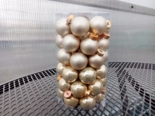 Vánoční dekorace - Koule mix Gold Champagne - 2,5cm cca48ks/bal