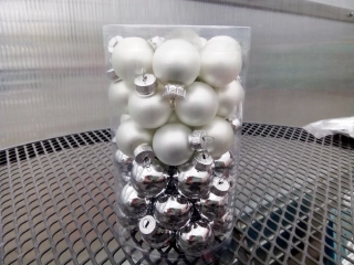 Vánoční dekorace - Koule mix Silver- 2,5cm cca48ks/bal