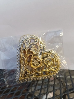 Vánoční dekorace - k zavěšení - Srdce zlaté - 9cm