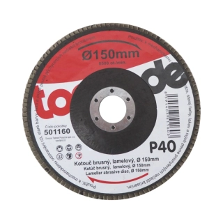 TOPTRADE kotouč brusný, lamelový, zrnitost 40, 150 x 22,2 x 2 mm
