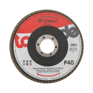 TOPTRADE kotouč brusný, lamelový, zrnitost 40, 125 x 22,2 x 2 mm