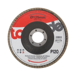 TOPTRADE kotouč brusný, lamelový, zrnitost 120, 125 x 22,2 x 2 mm