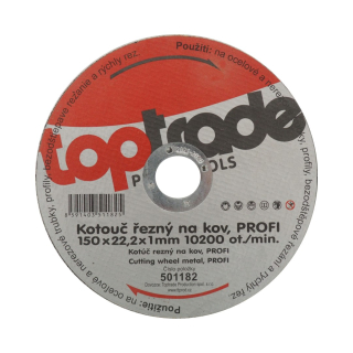 TOPTRADE kotouč řezný, na kov, 150 x 22,2 x 1 mm, profi