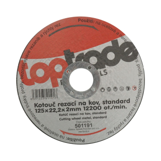 TOPTRADE kotouč řezný, na kov, 125 x 22,2 x 2 mm, standard