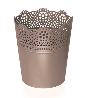Květináč Lace s krajkou 11.2cm mocca