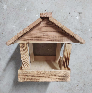 Dřevěná ptačí budka - krmítko v.19cm
